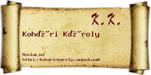 Kohári Károly névjegykártya