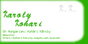karoly kohari business card
